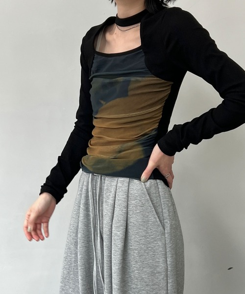 chuclla(チュクラ)の「チョーカーネックマーブル プルオーバー chw23s058(Tシャツ/カットソー・レディース・ブラック・FREE)」の8枚目の写真