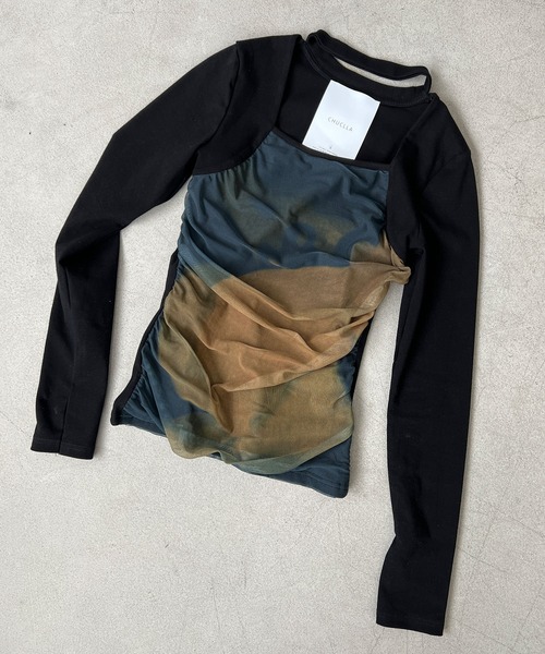 chuclla(チュクラ)の「チョーカーネックマーブル プルオーバー chw23s058(Tシャツ/カットソー・レディース・ブラック・FREE)」の9枚目の写真