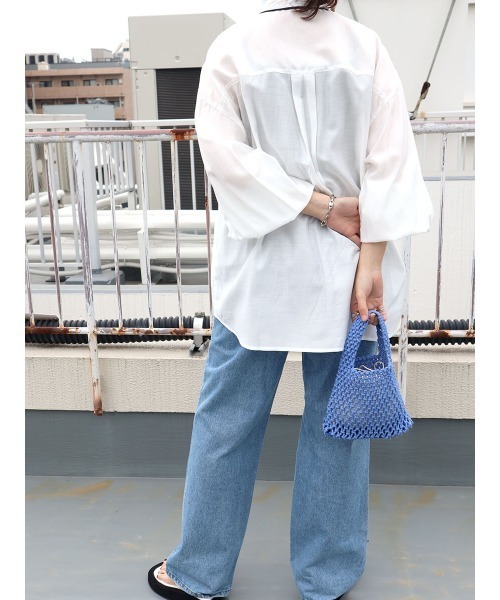 HEILIS(ヘイリス)の「パイピングレーヨンブラウス / パイピングデザイン シャツ スタンドカラー(シャツ/ブラウス・レディース・アイボリー/グリーン・FREE)」の15枚目の写真