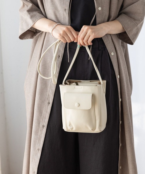 studio CLIP（スタディオクリップ）の「ポケ付ワンマイルショルダーバッグ（ショルダーバッグ・レディース・ブラウン/ラベンダー/アイボリー/ブラック・FREE）」の3枚目の写真