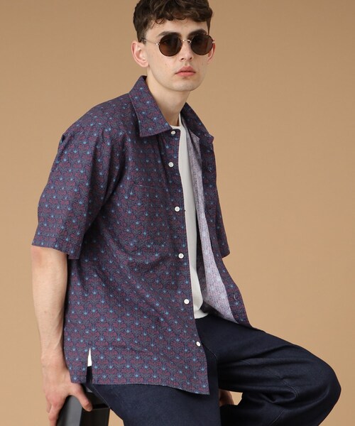 ブラウンアンドストリート　フラワー　デコラティブ　バンドカラー　シャツブラウス ブラウンアンドストリート Brown&Street フラワーブラウス