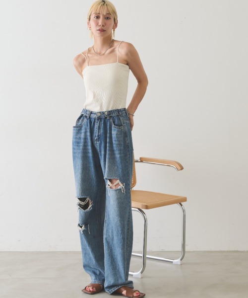 Auntie Rosa Holiday(アンティローザホリデー)の「カップ付きベアキャミ(キャミソール・レディース・ベージュ/ナチュラル/ブラック・FREE)」の7枚目の写真