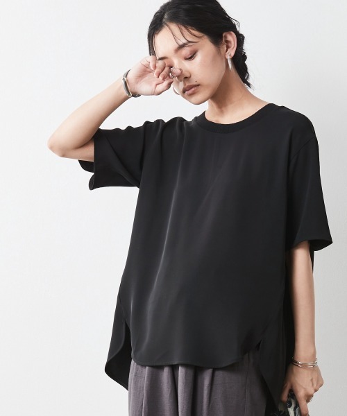 CHIC STYLE（シックスタイル）の「＜大きいサイズ＞リブ衿ブラウス シックスタイル（シャツ/ブラウス・レディース・アイボリー/ブラック・4L/5L/3L/L/LL）」の5枚目の写真