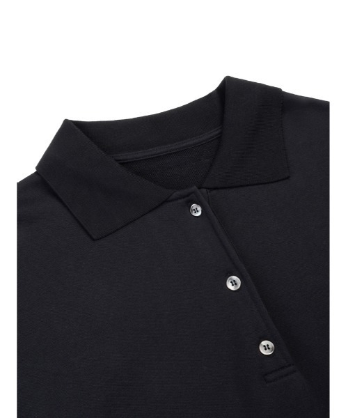 JNBY（ジェーエヌビーワイ）の「Oversized Polo-collar Cotton-jersey Dress（ワンピース・レディース・ホワイト/ブラック/グリーン・38/40）」の17枚目の写真