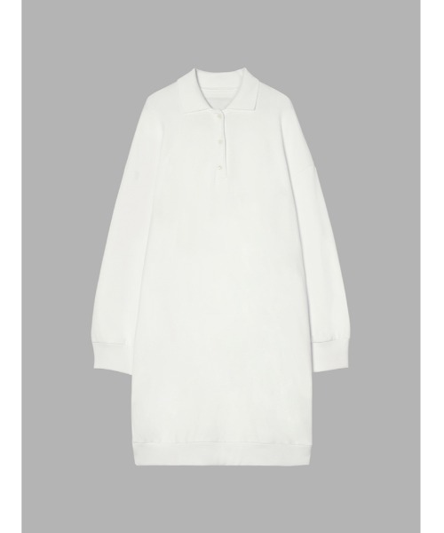 JNBY（ジェーエヌビーワイ）の「Oversized Polo-collar Cotton-jersey Dress（ワンピース・レディース・ホワイト/ブラック/グリーン・38/40）」の9枚目の写真