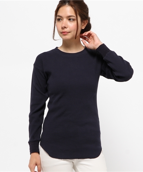 OUTLET（アウトレット）の「【Ciaopanic】コットンワッフルベーシックプルオーバー（ニット/セーター・レディース・ブラック/キャメル/ネイビー/オフホワイト・FREE）」の3枚目の写真