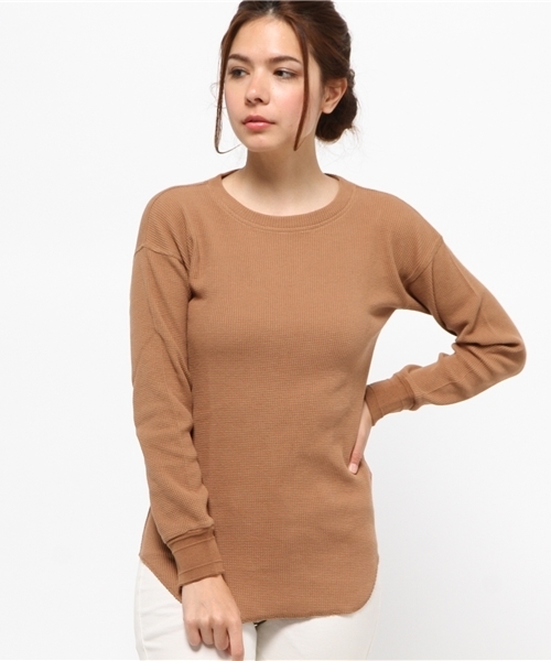 OUTLET（アウトレット）の「【Ciaopanic】コットンワッフルベーシックプルオーバー（ニット/セーター・レディース・ブラック/キャメル/ネイビー/オフホワイト・FREE）」の4枚目の写真