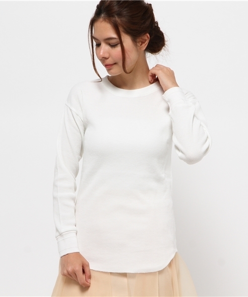 OUTLET（アウトレット）の「【Ciaopanic】コットンワッフルベーシックプルオーバー（ニット/セーター・レディース・ブラック/キャメル/ネイビー/オフホワイト・FREE）」の2枚目の写真