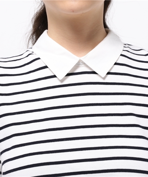 earth music&ecology（アースミュージックアンドエコロジー）の「ボーダーサックワンピース（ワンピース・レディース・アイボリー/ネイビー/ブルー・SMALL/MEDIUM）」の8枚目の写真