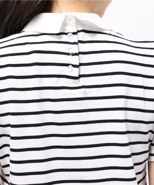 earth music&ecology（アースミュージックアンドエコロジー）の「ボーダーサックワンピース（ワンピース・レディース・アイボリー/ネイビー/ブルー・SMALL/MEDIUM）」の9枚目の写真