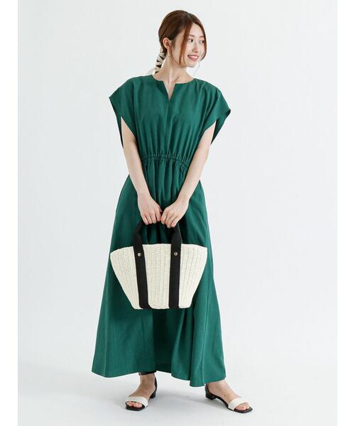 Te chichi(テチチ)の「ギャザー切替ワンピース(ワンピース・レディース・グリーン/ネイビー/ブルー・F)」の2枚目の写真