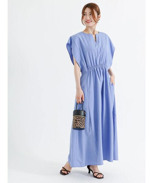 Te chichi(テチチ)の「ギャザー切替ワンピース(ワンピース・レディース・グリーン/ネイビー/ブルー・F)」の4枚目の写真