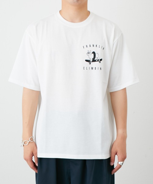 Franklin Climbing（フランクリンクライミング）の「【Franklin Climbing】ブルドッグ＆スケートグラフィックテックショートスリーブTee（Tシャツ/カットソー・メンズ・ホワイト/ブラック・MEDIUM/LARGE）」の8枚目の写真