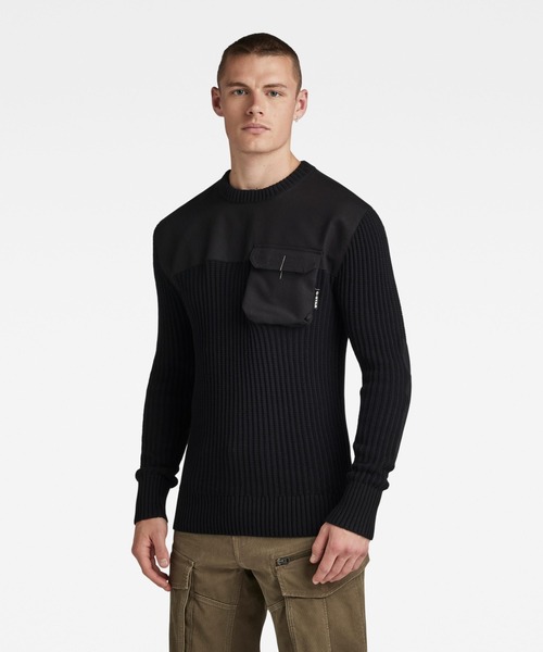 G-STAR(ジースター)の「ARMY KNITTED SWEATER/ミリタリーディテールセーター(ニット/セーター・メンズ・ダークオリーブ/ダークブラック・SMALL/LARGE/MEDIUM/X-LARGE/X-SMALL)」の3枚目の写真