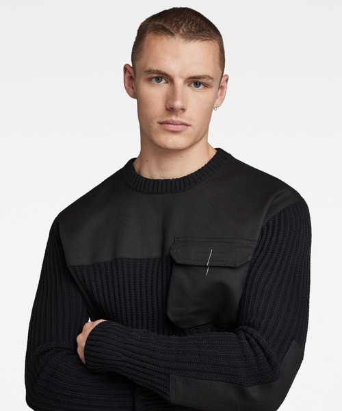 G-STAR(ジースター)の「ARMY KNITTED SWEATER/ミリタリーディテールセーター(ニット/セーター・メンズ・ダークオリーブ/ダークブラック・SMALL/LARGE/MEDIUM/X-LARGE/X-SMALL)」の5枚目の写真