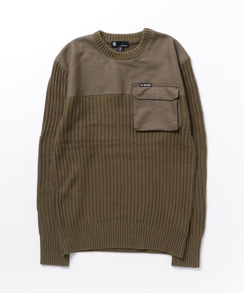 G-STAR(ジースター)の「ARMY KNITTED SWEATER/ミリタリーディテールセーター(ニット/セーター・メンズ・ダークオリーブ/ダークブラック・SMALL/LARGE/MEDIUM/X-LARGE/X-SMALL)」の14枚目の写真