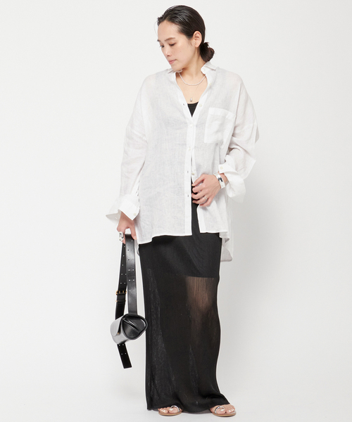 AP STUDIO（エーピーストゥディオ）の「リネンウォッシュシャツ（シャツ/ブラウス・レディース・ホワイト/イエロー・FREE）」の10枚目の写真