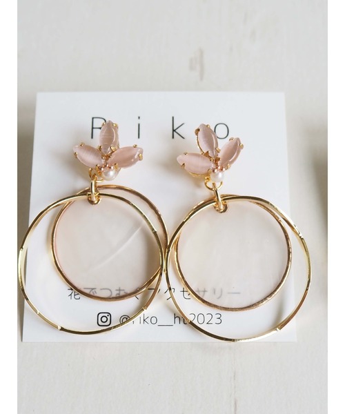 tone(トーン)の「【Riko】ハーキマ×シェルプレート2WAYピアス(MA)(ピアス(両耳用)・レディース・ピンク/ホワイト・FREE)」の2枚目の写真