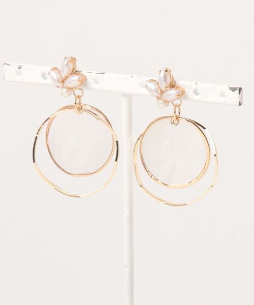 tone(トーン)の「【Riko】ハーキマ×シェルプレート2WAYピアス(MA)(ピアス(両耳用)・レディース・ピンク/ホワイト・FREE)」の10枚目の写真