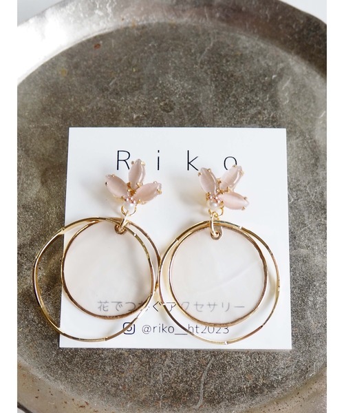 tone(トーン)の「【Riko】ハーキマ×シェルプレート2WAYピアス(MA)(ピアス(両耳用)・レディース・ピンク/ホワイト・FREE)」の3枚目の写真