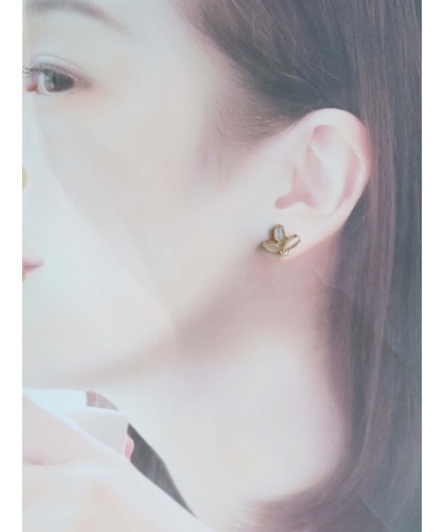 tone(トーン)の「【Riko】ハーキマ×シェルプレート2WAYピアス(MA)(ピアス(両耳用)・レディース・ピンク/ホワイト・FREE)」の7枚目の写真
