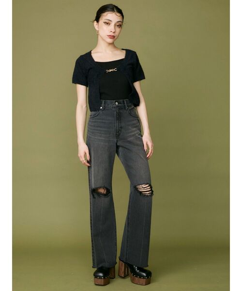 EVRIS（エヴリス）の「チェーンショートニットトップス（ニット/セーター・レディース・ブルー/ブラック/アイボリー・FREE）」の8枚目の写真