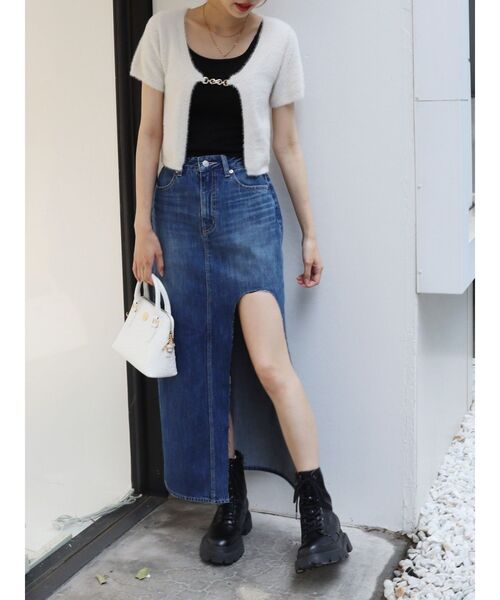 EVRIS（エヴリス）の「チェーンショートニットトップス（ニット/セーター・レディース・ブルー/ブラック/アイボリー・FREE）」の13枚目の写真