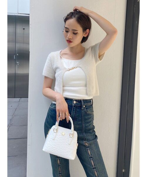 EVRIS（エヴリス）の「チェーンショートニットトップス（ニット/セーター・レディース・ブルー/ブラック/アイボリー・FREE）」の14枚目の写真