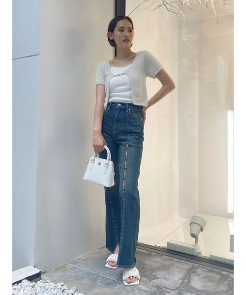 EVRIS（エヴリス）の「チェーンショートニットトップス（ニット/セーター・レディース・ブルー/ブラック/アイボリー・FREE）」の15枚目の写真