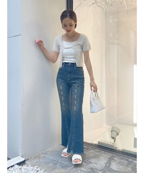 EVRIS（エヴリス）の「チェーンショートニットトップス（ニット/セーター・レディース・ブルー/ブラック/アイボリー・FREE）」の16枚目の写真