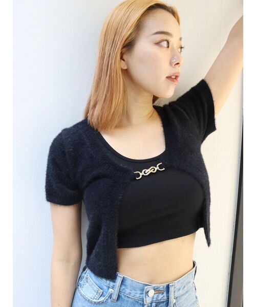 EVRIS（エヴリス）の「チェーンショートニットトップス（ニット/セーター・レディース・ブルー/ブラック/アイボリー・FREE）」の17枚目の写真