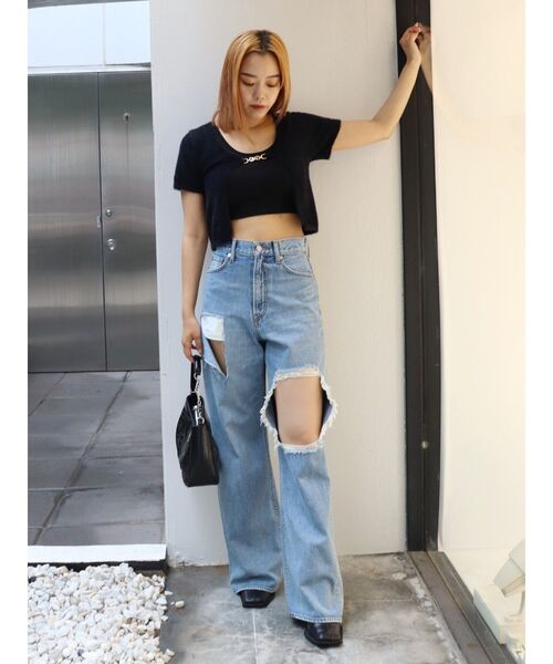 EVRIS（エヴリス）の「チェーンショートニットトップス（ニット/セーター・レディース・ブルー/ブラック/アイボリー・FREE）」の18枚目の写真