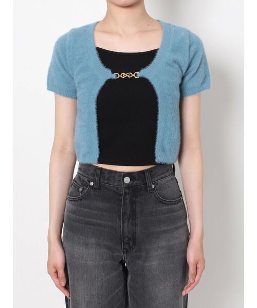 EVRIS（エヴリス）の「チェーンショートニットトップス（ニット/セーター・レディース・ブルー/ブラック/アイボリー・FREE）」の19枚目の写真