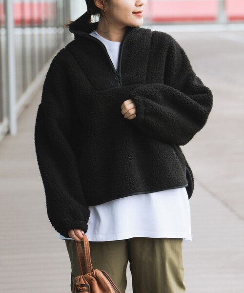 B:MING by BEAMS（ビーミングバイビームス）の「B:MING by BEAMS / ボア ハーフジップ プルオーバー（その他トップス・レディース・ブラック/オリーブ/アイボリー・FREE）」の9枚目の写真