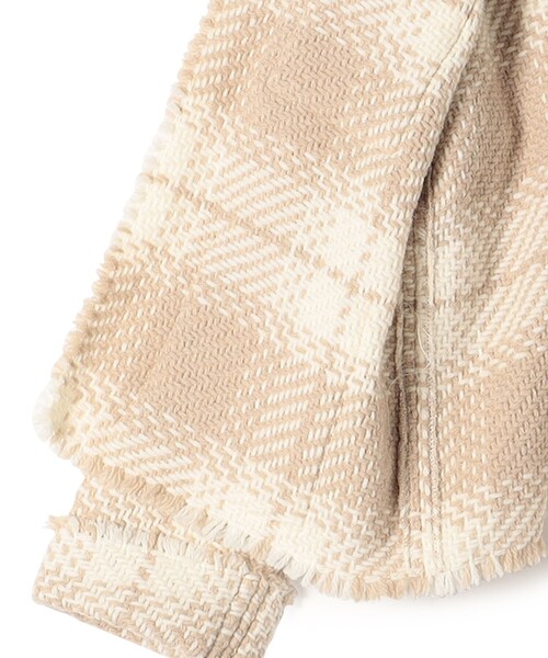 John branigan（ジョンブラニガン）の「【SHIPS別注】John branigan:ツイード 羽織り ジャケット ◇（ノーカラージャケット・レディース・オリーブ/オフホワイト/ベージュ・ONE SIZE）」の10枚目の写真