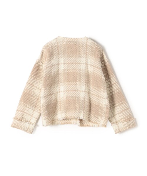 John branigan（ジョンブラニガン）の「【SHIPS別注】John branigan:ツイード 羽織り ジャケット ◇（ノーカラージャケット・レディース・オリーブ/オフホワイト/ベージュ・ONE SIZE）」の11枚目の写真