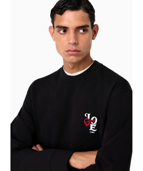 EMPORIO ARMANI（エンポリオアルマーニ）の「【エンポリオ アルマーニ】Valentine’s Day Love カプセルコレクション スウェットシャツ ダブルジャージー製 パッチ（スウェット・メンズ・ブラック・MEDIUM/SMALL/LARGE）」の9枚目の写真