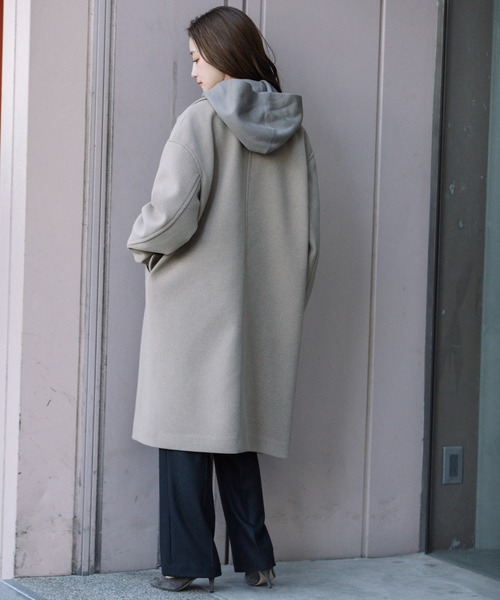 Munich（ミューニック）の「マイクロシープダブルジャージダブルブレストコート（チェスターコート・レディース・ブラック/モカ/オレンジ・S/XS）」の15枚目の写真