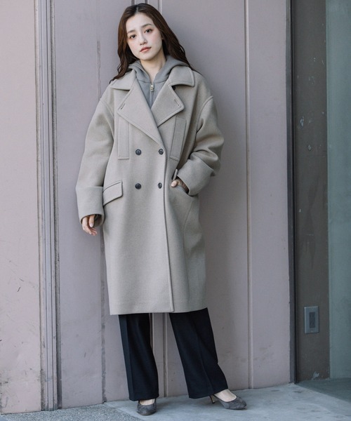 Munich（ミューニック）の「マイクロシープダブルジャージダブルブレストコート（チェスターコート・レディース・ブラック/モカ/オレンジ・S/XS）」の20枚目の写真