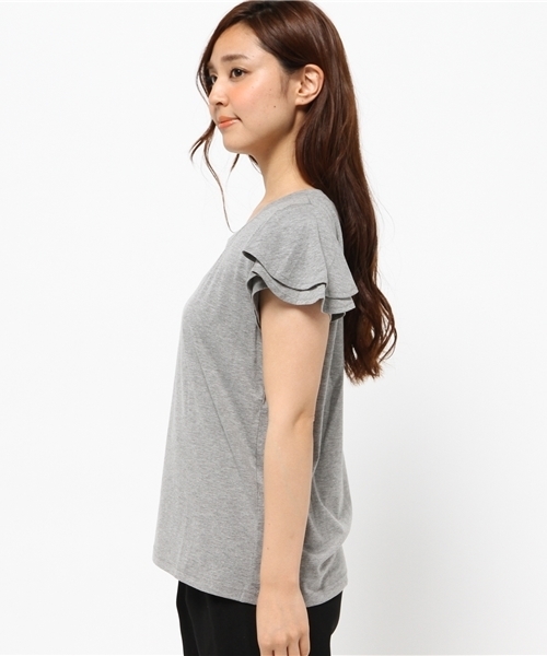 OUTLET（アウトレット）の「【Discoat Petit】TC袖フリルムジT（Tシャツ/カットソー・レディース・杢グレー・FREE）」の3枚目の写真