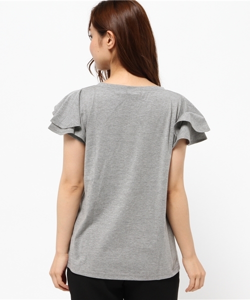 OUTLET（アウトレット）の「【Discoat Petit】TC袖フリルムジT（Tシャツ/カットソー・レディース・杢グレー・FREE）」の4枚目の写真