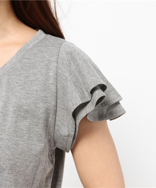 OUTLET（アウトレット）の「【Discoat Petit】TC袖フリルムジT（Tシャツ/カットソー・レディース・杢グレー・FREE）」の6枚目の写真