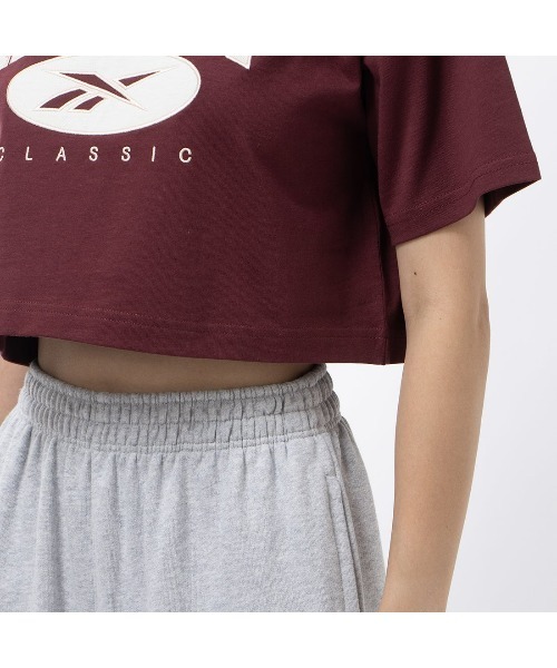 Reebok(リーボック)の「ビッグロゴ クロップド Tシャツ / CL AE BIG LOGO CROP TEE(Tシャツ/カットソー・レディース・マルーン/ブラック/オフホワイト/ブラウン・MEDIUM/LARGE/SMALL/XX-LARGE/X-LARGE)」の7枚目の写真