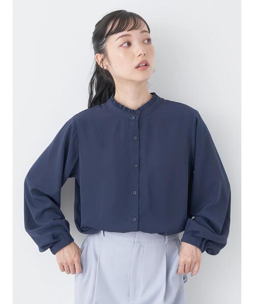 earth music&ecology（アースミュージックアンドエコロジー）の「2WAYフリルブラウス（シャツ/ブラウス・レディース・アイボリー/ネイビー/ピンク/サックスブルー/ドット・FREE）」の2枚目の写真