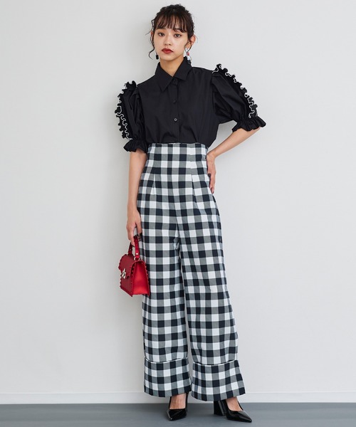 Narcissus（ナルシス）の「【SINN】Narcissusオリジナル  ギンガムハイウエストパンツ（その他パンツ・レディース・レッド/ブラック・FREE）」の5枚目の写真