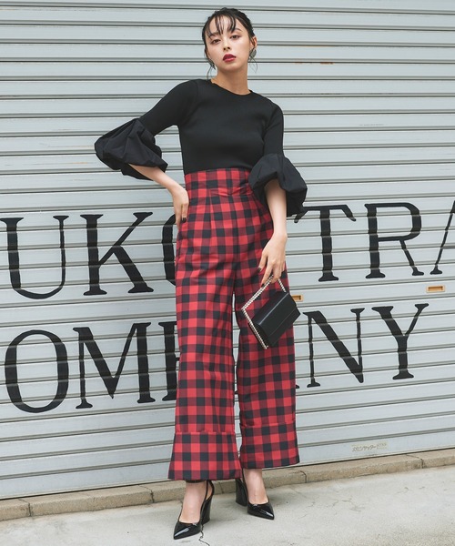 Narcissus（ナルシス）の「【SINN】Narcissusオリジナル  ギンガムハイウエストパンツ（その他パンツ・レディース・レッド/ブラック・FREE）」の9枚目の写真