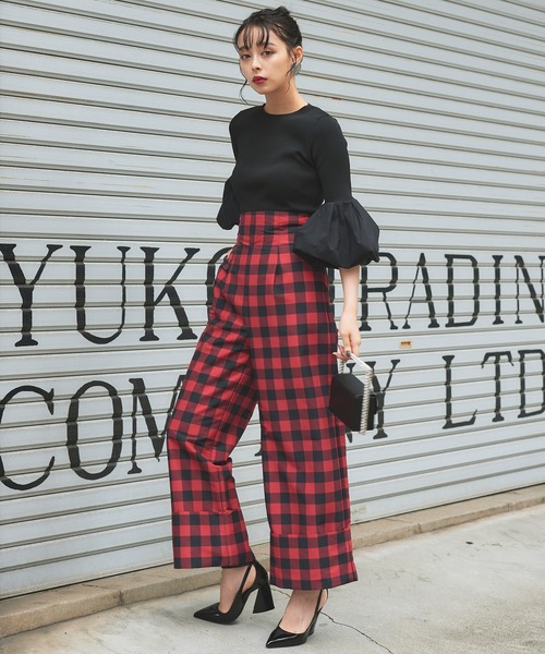 Narcissus（ナルシス）の「【SINN】Narcissusオリジナル  ギンガムハイウエストパンツ（その他パンツ・レディース・レッド/ブラック・FREE）」の10枚目の写真