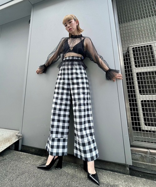 Narcissus（ナルシス）の「【SINN】Narcissusオリジナル  ギンガムハイウエストパンツ（その他パンツ・レディース・レッド/ブラック・FREE）」の6枚目の写真