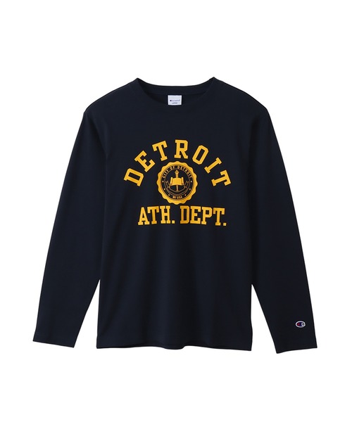 Champion(チャンピオン)の「【Champion/チャンピオン】メンズ ベーシック ロングスリーブTシャツ(Tシャツ/カットソー・メンズ・その他10/ブラック/ホワイト×パープル/グレー系その他2/ベージュ系その他3/ホワイト×ネイビー/ネイビー/バーガンディー・LARGE/SMALL/X-LARGE/MEDIUM)」の6枚目の写真