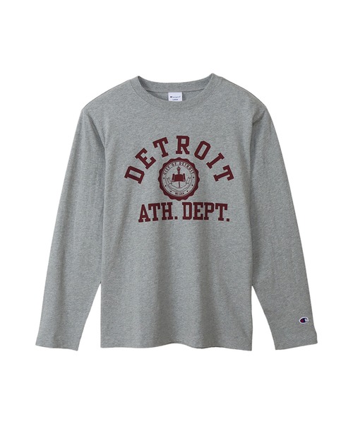 Champion(チャンピオン)の「【Champion/チャンピオン】メンズ ベーシック ロングスリーブTシャツ(Tシャツ/カットソー・メンズ・その他10/ブラック/ホワイト×パープル/グレー系その他2/ベージュ系その他3/ホワイト×ネイビー/ネイビー/バーガンディー・LARGE/SMALL/X-LARGE/MEDIUM)」の8枚目の写真